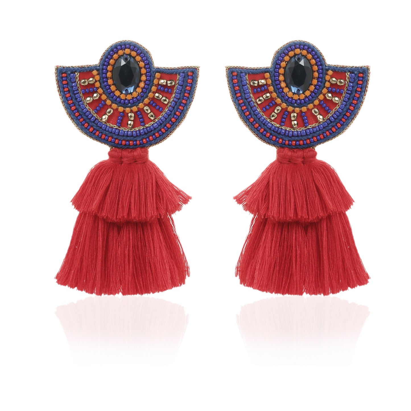 BOHO RED TASSEL EARRINGS
