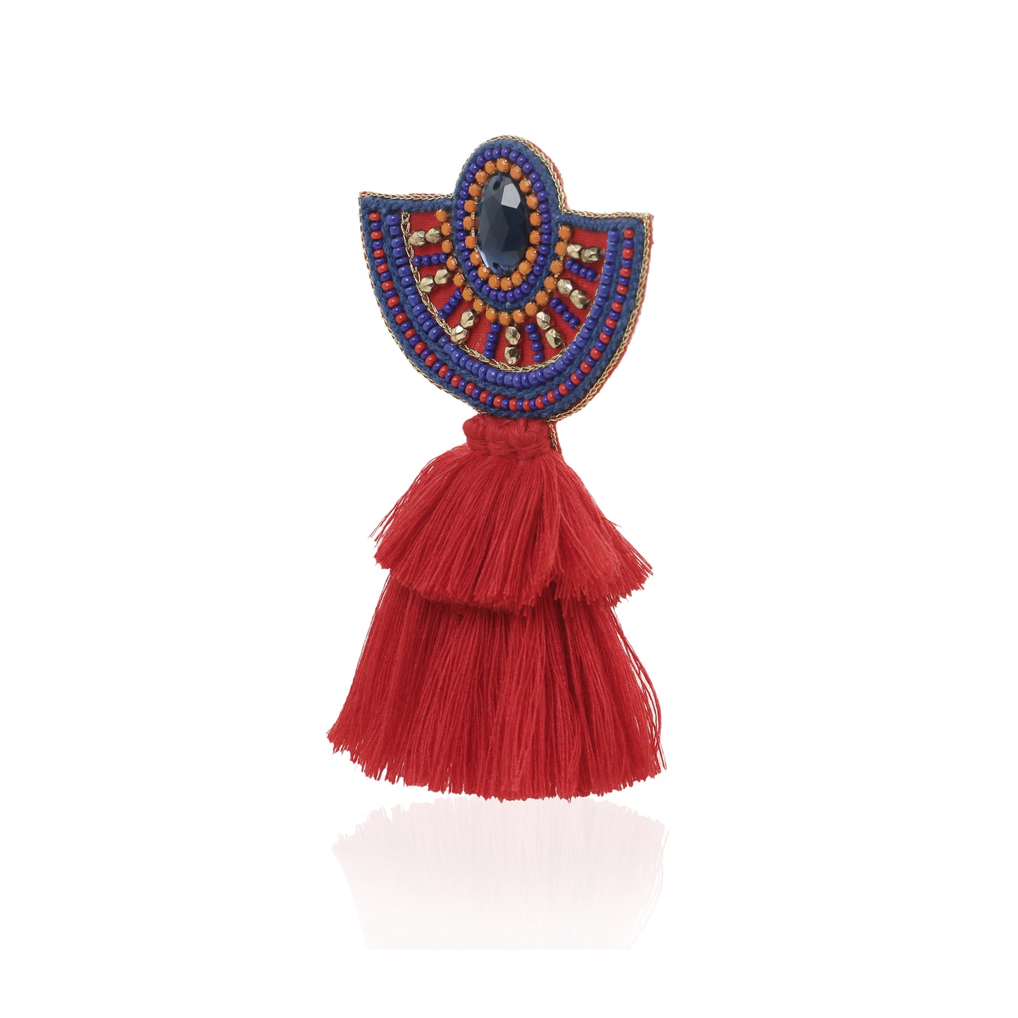 BOHO RED TASSEL EARRINGS