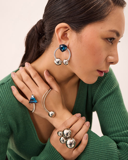 AZALEA GEMSTONE EARRINGS (SILVER)