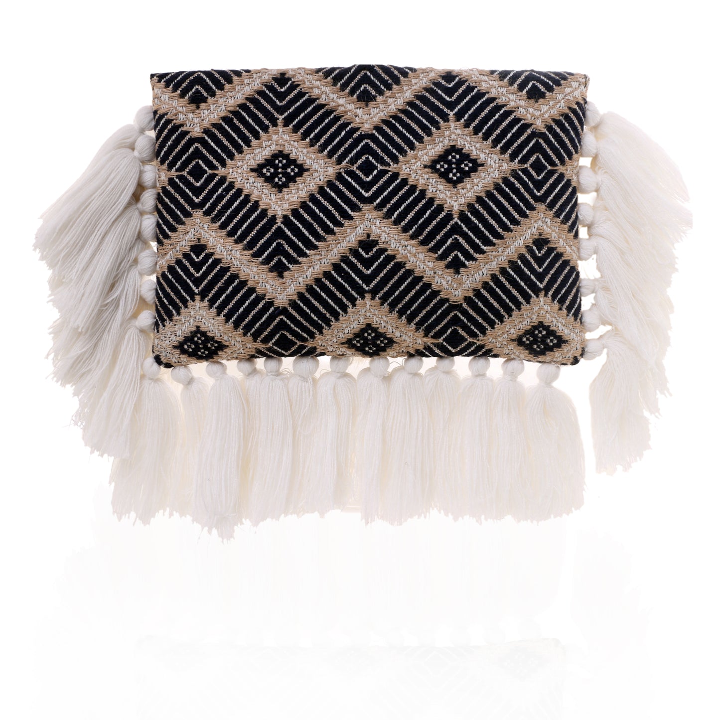 Bohemian Oversized Tassel Clutch - Blue