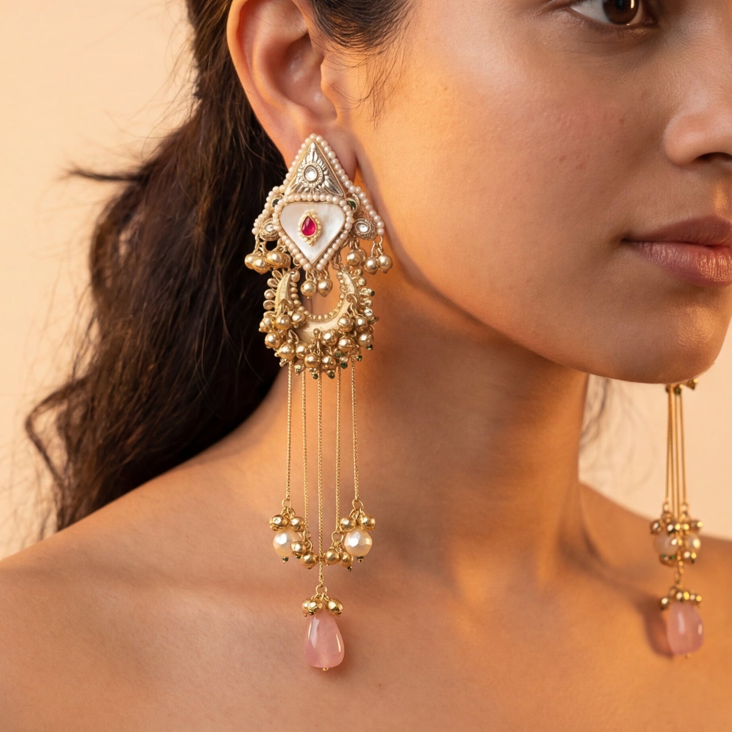 Pakizah Jhumkis ( ivory )