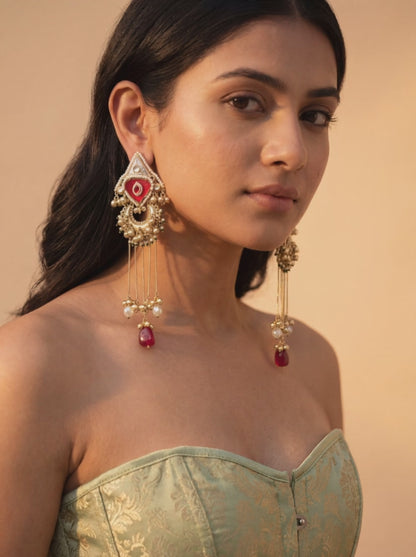 Pakizah Jhumkis (red)
